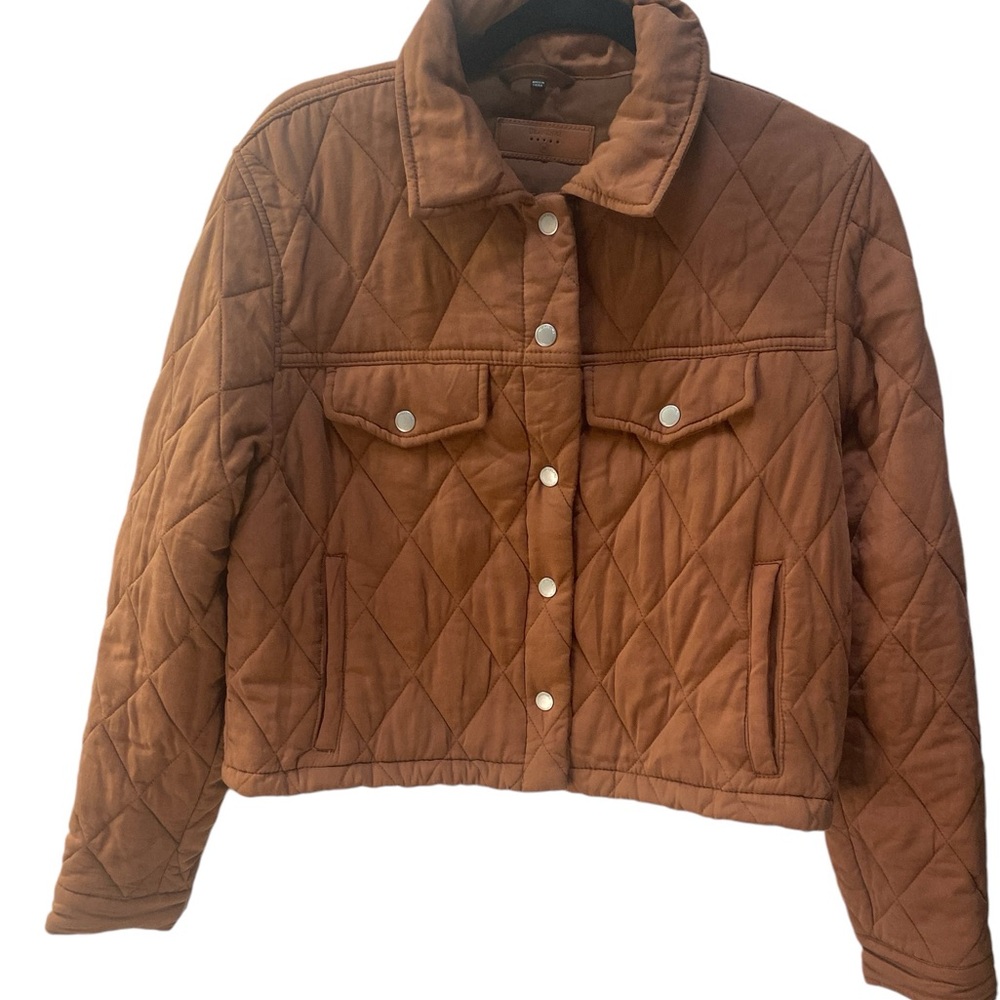 BlankNYC brown cropped quilted button down jacket. Used/great condition/Medium
